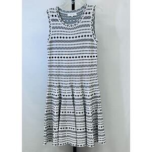 John + Jenn Black & White Knit Fit and Flare Dress Size Large Sleeveless